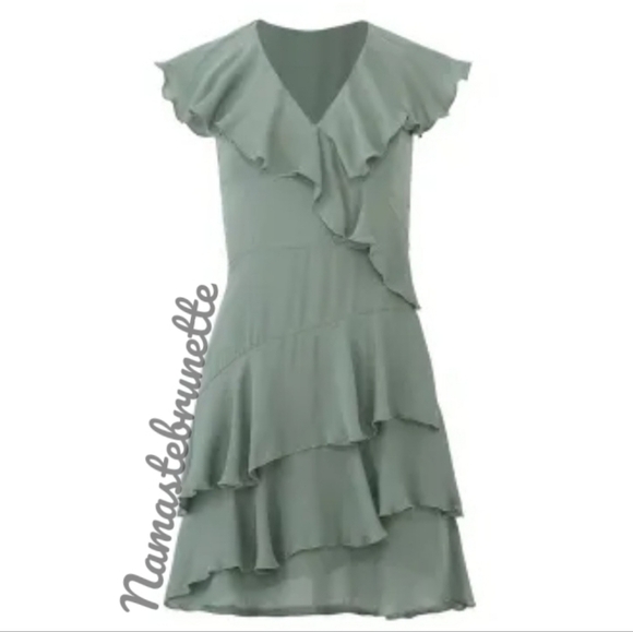NWT $348 Parker Sage Green Ruffled Tiered Dress, Size 2 - Picture 12 of 14